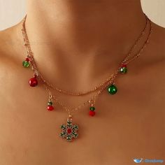 OrcaJump - Festive Snowman Red and Green Patchwork Chain Necklaces Holiday Jewelry Pearl, Chistmas Bead Jewelry, Christmas Colors Jewelry, Cheistmas Necklace, Kids Christmas Necklace, Bead Christmas Jewelry, Christmas Craft Jewelry, Beaded Holiday Jewelry