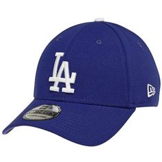 Material: 95% Polyester/5% Spandex Mid Crown Structured fit Curved bill Stretch fit Six panels with eyelets Officially licensed Imported Brand: New Era Blue Sporty Cotton Hat, Sporty Blue Cotton Hats, Blue Fitted Hat With Embroidered Logo And Curved Brim, Casual Blue Hat For Fan Gear, Casual Blue Fan Gear Hat, Fitted Casual Hats For Sports Events, Sporty Blue Hat For Sports, Blue Casual Sports Hat, Casual Blue Sports Hat