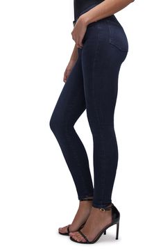 Designed to fit every body, these shapely skinnies feature a cool indigo wash and a smoothing high waist. 28 1/2" inseam; 10" leg opening; 10 1/2" front rise; 15" back rise (size 8) Zip fly with button closure Five-pocket style 98% organic cotton, 2% elastane Machine wash, line dry Imported Women's Clothing Organic Content Standard (OCS)–certified. OCS uses third-party verification to confirm the amount of organically grown material in a final product OEKO-TEX®–certified materials free of harmfu Versatile Full-length Dark Wash Jeans, Versatile Full Length Dark Wash Jeans, Classic Stretch Denim Blue Bottoms, Dark Wash High Rise Fitted Bottoms, Dark Wash Fitted High Rise Bottoms, Classic Stretch Dark Wash Bottoms, Versatile Fitted Straight Leg Jeggings, Fitted Straight Leg Jeggings, Fitted Dark Wash Bottoms With 5-inch Inseam