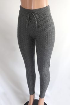 Size: L Footed Leggings, Knit Leggings, Cozy Knit, Cozy Knits, Jean Skirt, Bottoms Pants, Cable Knit, Dark Grey, Topshop