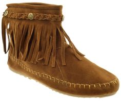 PRICES MAY VARY. Fit: SNUG, NARROW Western Fringe Style Look With Back Zipper Material: faux Suede , Studded Top Women sizes 5 - 10 moccasin fringe Moccasin Ankle Boots, Native American Moccasins, Ankle Boots Tan, Fringe Moccasins, Boots Fit, Fringe Fashion, Mens Walking Shoes, Game Party, Moccasin Boots