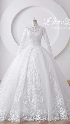 High Colar With Long Sleeve Lace Wedding Ball Gown 2023 Vintage Wedding Dress Long Sleeve, Turtle Neck Wedding Dress, Wedding Dresses For Petite Women, Ball Gown Wedding Dress Lace, Long Sleeve Ball Gown Wedding Dress, Queen Wedding Dress, Puffy Wedding Dresses, Wedding Dresses For Women, Wedding Frocks