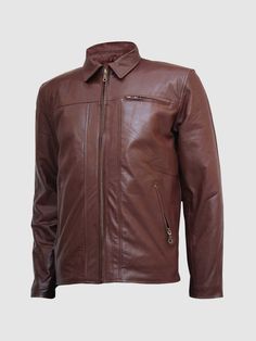 Men's Brown Leather Motorcycle Jacket Classic Brown Biker Jacket For Business, Classic Leather Jacket With Zipper Closure For Winter, Classic Leather Jacket With Zipper For Winter, Classic Winter Leather Jacket With Zipper, Classic Leather Outerwear With Zipper Closure, Classic Brown Biker Jacket, Classic Leather Jacket With Zipper, Classic Outerwear With Zipper Closure, Classic Leather Jacket With Zipper Closure For Formal Occasions