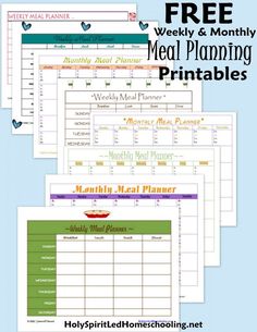 free meal planner printables with the text