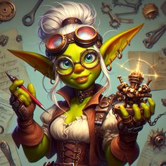 Goblin Alchemist, D&d Decor, Steampunk Mechanic, Ada Lovelace, Drama Games, Rpg Ideas, Fantasy Races, D&d Dungeons And Dragons