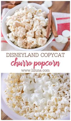 the disneyland copycat churro popcorn recipe is so good and it's easy to make