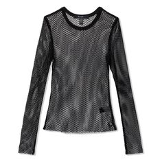 Black Long Sleeve Fine Knit Top, Black Fine Knit Long Sleeve Tops, Long Sleeve Mesh Top For Winter Layering, Winter Long Sleeve Mesh Top For Layering, Black Mesh Crew Neck Top For Layering, Casual Long Sleeve Mesh Top For Fall, Edgy Long Sleeve Stretch Sweater, Black Long Sleeve Knit Top For Layering, Trendy Long Sleeve Mesh Top For Winter