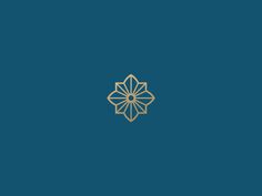 a gold flower on a blue background