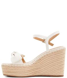 Ted Baker London Gia Canvas Bow Espadrille Wedge Sandals | Dillard's White Platform Wedge Sandals With Round Toe, White Closed Toe Wedge Sandals With Platform, Synthetic Platform Wedge Heel Espadrilles, White Straw Wedge Sandals With Open Toe, White Straw Wedge Sandals For Beach, White Open Toe Straw Heels, White Straw Summer Heels, White Straw Wedge Sandals, White Closed Toe Straw Sandals