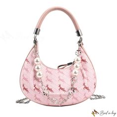 Bird in Bag - Women's bags bags new popular fashion velvet flowers underarm bag shoulder bag saddle bag Spring Shoulder Bag With Pearl Handle For Daily Use, Pearl Handle Shoulder Bag For Daily Use In Spring, Pearl Handle Shoulder Bag For Spring, Spring Shoulder Bag With Pearl Handle, Trendy Pink Bag With Pearl Handle, Trendy Shopping Shoulder Bag With Pearl Handle, Trendy Pink Shoulder Bag With Pearl Handle, Trendy Shoulder Bag With Pearl Handle For Shopping, Trendy Pearl Handle Shoulder Bag For Shopping