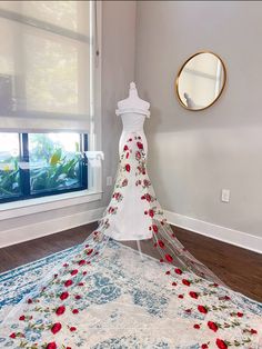 This season, brides are turning to floral wedding trains for a beautiful aisle-ready look. This semi-sheer train can be custom made to any length that is perfect for both long and short gowns and offers stunning movement for wedding pictures. This item includes pins to affix the train to your gown for an uninterrupted, beltless aesthetic. You can select the positioning of the train on your wedding dress. Item will arrive folded in a dress bag. If you decide this is the dress for your big day: We White Wedding Dress With Red Roses, Wedding Dress With Red Flowers, Beauty And The Beast Wedding Dress, Charro Wedding Dress, Mexican Inspired Wedding Dress, Red And White Wedding Dress, Charro Wedding, Wedding Dress Two Piece, Beauty And The Beast Wedding Theme