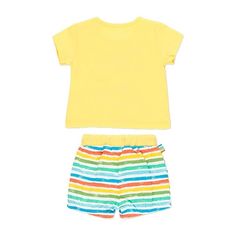 Set for baby boys from Boboli kidswear comprising a t-shirt and shorts. The t-shirt is in plain yellow jersey knit decorated with a boy figure in several colours. The shorts are also made in plain knit with stripes in various colours. It has a label with brand detail. Adjusts with yellow ribbing with inner elastic and a turquoise belt. | Boboli | Sun T-Shirt Outfit Set, (Yellow, Size 3M)  |  Maisonette collects the best children’s products from around the world (unlike Zulily, Etsy, The Tot, Far Playful Yellow Short Sleeve Sets, Yellow Short Sleeve Playwear Set, Yellow Short Sleeve Sets For Playwear, Yellow Cotton Playtime Sets, Cute Yellow Short Sleeve Clothing Sets, Cute Yellow Short Sleeve Sets, Cute Yellow Sets With Short Sleeves, Cute Yellow Set With Short Sleeves, Plain Yellow