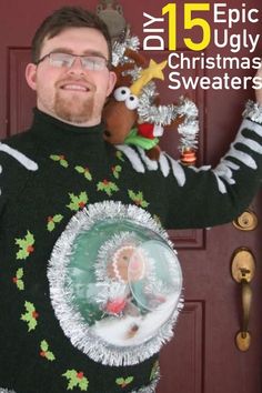 a man wearing an ugly christmas sweater