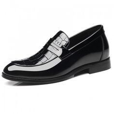 Regular Price: $169.00 Now only: $129.00 Business Flat Heel Moccasins With Brogue Detailing, Business Moccasins With Brogue Detailing And Flat Heel, Semi-formal Slip-on Dress Shoes With Flat Heel, Black Dress Shoes With Flat Heel For Semi-formal Occasions, Business Faux Leather Shoes With Round Toe, Elegant Faux Leather Slip-ons With Round Toe, Black Round Toe Loafers For Business, Black Loafers For Business With Round Toe, Black Tassel Loafers With Flat Heel For Business