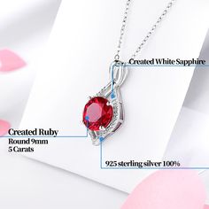 Features The Fashion Round Ruby Sterling Silver Halo Necklace Pendant feature a classic and stylish design style suitable for any occasion.Made all by hand! It truly deserves a spot in every jewelry collection. Beautifully crafted, this style is sure to become a treasured keepsake. Each Ruby used for our jewelry was carefully checked and verified by our experts, so that they meet the highest standard. Providing high-quality items is our most important goal, which starts with selecting the best s Oval Birthstone Jewelry For Valentine's Day, Formal Round Pendant Jewelry For Mother's Day, Anniversary Jewelry With Oval Pendant And Adjustable Chain, White Gold Ruby Jewelry Gift, Red Sterling Silver Necklace For Mother's Day, Red Sterling Silver Jewelry For Mom, Sterling Silver Oval Pendant Necklace As Gift For Mom, Ruby Clavicle Chain Jewelry As Gift, Red Sterling Silver Jewelry As Gift For Mom