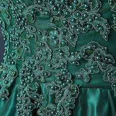 Green A-line Embroidery Court Train Long Evening Dress A-line Wedding Dress With Intricate Embroidery, Embellished Lace A-line Dress, Elegant Lace Dress With 3d Embroidery, Green Embellished A-line Dress, Green Lace Dress With Intricate Embroidery, Embellished A-line Mother Of The Bride Dress, Elegant Green Dress With Intricate Embroidery, Elegant Green Dress With Pearl Embroidery, Formal A-line Dress With Floral Embroidery