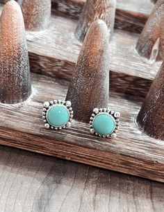 Genuine sleeping beauty turquoise stone Stamped 925 sterling silver About 1/2” across Turquoise Earrings Studs, Spiny Oyster Turquoise, Casual Country Outfits, Oyster Turquoise, Holiday Hoodies, Western Wear Outfits, Turquoise Stud Earrings, Chunky Jewelry, Sleeping Beauty Turquoise