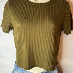 Brand- Forever21 Color-Olive Green Style-Crop Top Condition-New No Tag. Never Worn Size-Small Olive Stretch Summer Tops, Summer Stretch Olive Tops, Olive Stretch Top For Summer, Stretchy Olive Summer Tops, Trendy Stretch Olive Tops, Trendy Khaki Crop Top For Summer, Green Crop Top For Fall Day Out, Olive Fitted Casual Top, Trendy Khaki Crop Top For Spring