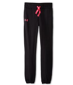 Under Armour Kids Girls' UA Motion Pant (Little Kids/Big Kids) Black Elastic Casual Activewear, Sporty Playwear Bottoms, Athleisure Bottoms With Elastic Waistband For Playwear, Casual Stretch Activewear For Play, Sporty Spring Bottoms For Playwear, Sporty Spring Playwear Bottoms, Spring Stretch Activewear For Play, Stretch Activewear For Spring, Casual Sweatpants For Spring Playwear