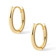 PRICES MAY VARY. These 14K gold plated small chunky oval hoop earrings are 15mm by 20mm and 3mm thick,11.4g/0.4oz per pair in weight, thick huggie design, which is minimalist and stylish.Lightweight and comfortable to wear, easy to put on and take off, and won't pull your earlobes down. It's the perfect addition to your earring collection! Our stylish minimalistsmall oval hoop earrings for women are crafted with 925 Sterling Silver material and plated 14K gold,for a long lasting finish that is h Small Thick Gold Hoop Earrings, Silver Earrings Small, Thick Gold Hoop Earrings, Gold Huggie Hoop Earrings, Thick Gold Hoops, Oval Hoop Earrings, Small Gold Hoops, Titanium Earrings, Earring Collection