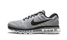 The Nike Air Max 2017 returns in a cool grey colorway.  Built with an engineered mesh upper, the material offers advanced breathability and the fit is both flexible and supportive.  The cool grey handles most of the color scheme, with black accenting in the Nike Swoosh and tongue badge.  The Nike Air Max 2017 midsole consists of a full-length oversized Air unit, and a white outsole rests below the cushioning unit. Color Scheme With Black, Nike Air Max 2017, Sneaker Stores, Stadium Goods, Nike Swoosh, Soft Rubber, The Cool, Air Max Sneakers, Black Men