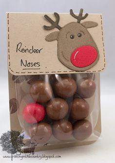 christmas treats are in the package and include chocolates, marshmallows, reindeer nose