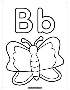 the letter b is for butterfly coloring page with an image of a butterfly on it