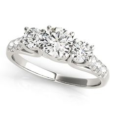 three stone diamond engagement ring in 18k white gold with 0 00 carat round diamonds