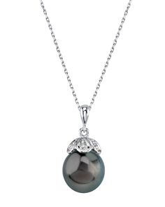 This 11mm Tahitian South Sea pearl pendant is made with a gorgeous AAA quality pearl with Very High luster (please see our pearl grading section for more information). All Tahitian South Sea pearls are imported directly from the shores of Tahiti. This pearl pendant is comprised of approximately .167 carats of SI-quality diamonds and is made of 1.737 grams of the highest quality 14K gold. All of our pearl pendants are made on site, and our experienced staff of GIA certified specialists pay carefu Classic White Gold Tahitian Pearl Necklace, Classic Tahitian Pearl Necklace In White Gold, Elegant Tahitian Pearl Necklace For Formal Occasions, Formal Tahitian Pearl Necklace With Round Pendant, Elegant Tahitian Pearl Drop Necklace, Elegant Tahitian Pearl Necklace With Pearl Charm, Elegant Tahitian Pearl Necklace With High Luster, Classic Tahitian Pearl Drop Necklace, Luxury Tahitian Pearl Pendant Necklace