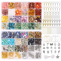 PRICES MAY VARY. 【Rich colors】There are 720 crystal beads, 40 assorted color in total, 18 of each color. And beads for rings sizes ranging from 5mm to 8mm, they are irregular shapes, brilliant and gorgeous, great for any jewelry and ring making. 【Great Jewelry Making kit 】This Ring making kit also includes complete accessories, such as earring hooks, head pins, eye pins, lobster clasps, buckles, jump loops, pendants, 1rolls of 0.5mm crystal thread. Most accessories include two colors of gold and Chip Bead Jewelry, Beads Kit, Earring Making Supplies, Diy Jewelry Necklace, Jewelry Making Kits, Pulseras Diy, Jewelry Making Kit, How To Make Rings, Diy Crystals