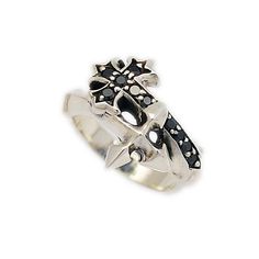 Cross/925 Sterling Silver Ring/Black Cubic Zirconia/Biker Jewelry/Silver Cross Ring/Fine Jewelry/Men Gothic Jewelry Rings, Badass Rings, Chrome Hearts Ring, Biker Ring, Jewelry Gothic, Biker Jewelry, Jewelry Men, Jewelry Accessories Ideas, Dope Jewelry