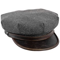 A classical-retro form - vintage style gray-brown motorcycle hat. Grey woolen cloth crown and genuine leather, brown brim. Two dark oxidized finish buttons. Lining made of viscose (breathable and skin friendly material). Natural leather sweatband. We prepared series of 2 styles with differently cut crowns. Please check out my other items and look for other biker hats. You will see which crown style do you prefer. A good choice for everyday use, not only for a Sunday cruise with a retro motorbike Fashion Props, Retro Hat, Vintage Fashion 1950s, Moto Vintage, Retro Hats, Gig Poster, Stetson Hat, Vintage Biker, Kentucky Derby Hats