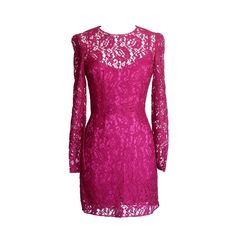 Guaranteed authentic Dolce&Gabbana jewel toned raspberry pink lace dress. Beautifully cut shaped long sleeved rich lace.Rear hidden zip.Comes with separate raspberry silk slip.Fabric is rayon and nylon.NEW or NEVER WORN.final sale SIZE 42USA SIZE 6DRESS MEASURES:LENGTH 35"WAIST 13.5" HIP 17"UNDERARM TO UNDERARM 16.5"SLEEVE 25"CONDITION:NEW or NEVER WORN Hot Pink Lace Dress, Gabbana Dress, Pink Lace Dress, Dolce Gabbana Dress, Lace Pink Dress, Raspberry Pink, Lace Dress With Sleeves, Long Sleeve Lace Dress, Dolce & Gabbana