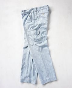 "* Brand: Gap Jeans * Made in China for Japan market * 3 front pockets + 2 side pockets + 2 back pockets * Color: Blue / White * Low Rise * Condition: 7/10 Good used condition with slightly faded at 1 part of small stain (refer last pic) * Material: Cotton & Polyester Size on Tag: 4 Measurement in Inches (done with the item laying flat): Waist: 27\" Hip: 40\"  Thigh: 22\"  Front rise: 8.5\" Back rise: 12\" Knee: 18\" Inseam: 26\" Total Length: 3.5\" Leg opening: 14\" * Please check the measureme Blue Cotton Cargo Pants With Flap Pockets, Blue Cotton Bottoms With Flap Pockets, Washed Blue Straight Leg Pants With Side Pockets, Medium Wash Trousers With Pockets, Utility Washed Blue Pants With Side Pockets, Light Wash Tapered Leg Cargo Jeans With Pockets, Washed Blue Utility Pants With Side Pockets, Casual Medium Wash Pants With Flap Pockets, Mid-rise Washed Blue Pants With Side Pockets