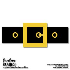 two black and yellow squares with the word g on them, in front of a white background