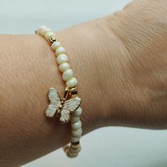 💖 Why Beige Bracelets? 💖 Beige color fits perfectly with all kinds of clothes and can be used easily in all seasons. The butterfly figure is a symbol of freedom and elegance, so these bracelets represent not only elegance but also freedom. 🎁 Perfect Gift Idea 🎁 Minimal beige butterfly bracelets are a perfect gift option for your loved ones on special occasions or just to express your love. If you wish, we also offer the gift package option. Beaded Bracelets As Gifts, White Butterfly Bracelet For Gift, Handmade Stretch Bracelet As A Gift, Dainty White Stretch Bracelet As Gift, Elegant Adjustable Bracelets With Butterfly Charm, Butterfly Clasp Bracelets For Gift, White Butterfly Charm Bracelet For Gift, White Dainty Beaded Bracelets For Gifts, Dainty White Beaded Bracelets For Gift