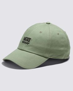 sage green cotton baseball cap with black vans embroidered logo Classic Trucker Hat For Baseball Season With Curved Visor, Classic Trucker Hat For Baseball Season, Classic Curved Visor Snapback Hat For Baseball Season, Classic Curved Bill Fitted Hat For Baseball Season, Classic Fitted Hat With Curved Bill For Baseball Season, Classic Dad Hat With Embroidered Logo And Flat Bill, Classic Cotton Baseball Cap With Curved Bill, Classic Dad Hat For Baseball Season With Curved Bill, Classic Six-panel Trucker Hat