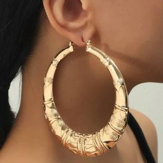 This Unique Pair Is A Wonderful Addition To Your Wardrobe And Your Style; Sure To Get Lots Of Compliments! Gsun0w50c00hpkm Elegant Summer Hoop Earrings, Hiphop Jewelry, Oversized Hoop Earrings, Skull Fire, Boho Drop Earrings, Boho Texture, Oversized Earrings, Moon Studs, Tassel Drop Earrings