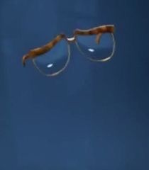 a pair of glasses floating in the air