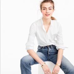 Reposhing This Item I Purchased From @Shopbirdiecat. Loved It, But Ready To Rotate For Something New. Questions? Leave A Comment Below! Bodysuit Blouse, Women's Button Down Shirt, Crew Clothing, Jcrew Women, Perfect Shirt, White Shirt, Spring Outfits, J Crew, Casual Outfits