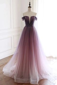 Simple Party Dress, Istoria Modei, Ombre Prom Dresses, Off Shoulder Evening Dress, Formal Ball Gown, Tulle Prom Dress, Prom Dresses Lace, Party Dress Long, Cheap Prom Dresses