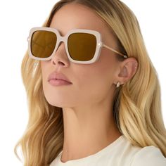 Introducing, our iconic Sandra sunglasses. These show stopping shades feature an oversized square fit, metal temples, and retro feel. Gold Shield Sunglasses With Polarized Square Frame, Modern Gold Shield Sunglasses With Square Frame, Gold Shield Sunglasses With Uv Protection And Square Frame, Luxury Rectangular Shield Sunglasses For Summer, Rectangular Shield Sunglasses With Mirrored Lenses, Chic Gold Wayfarer Sunglasses, Chic Gold Square Frame Sunglasses, Modern Square Frame Shield Sunglasses For Spring, Modern Gold Sunglasses