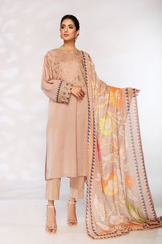 Nishat Linen 42201457 Light Brown Mid Summer 2022 Default Title Nishat Linen 42201457 Light Brown Mid Summer 2022 Original brand suit fabric and photography lite diffrance in actual print.