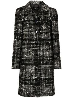 Black wool blend tweed collared coat from PAULE KA featuring tweed, rounded collar, front button fastening, long sleeves and straight hem. Campus Fashion, Campus Style, Paule Ka, Collared Coat, Fashion Winter, Coat Black, Outerwear Coats, Ulla Johnson, Black Wool