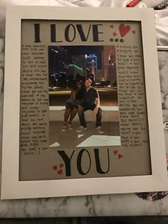 a photo frame with the words i love you written on it