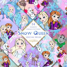 the frozen princesses are featured in this snow queen photo book cover art printable