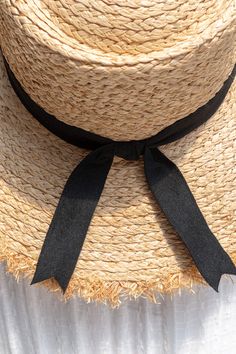 Unique and lovely, the Village Market sun hat is made from lightweight finely woven raffia with a narrow black ribbon at the brim. Inspired by spring and summer walks in the South of France. Please Note- This item is final sale only. . Details: 15" Total Diameter 23" Around Crown with Inner Adjustable Ribbon Material: Woven Raffia Imported Adjustable Black Straw Hat Made Of Paper Straw, Summer Boater Hat For Picnics, Adjustable Summer Straw Hat For Garden Party, Black Toquilla Straw Fedora For The Beach, Adjustable Straw Boater Hat For Picnic, Adjustable Straw Boater Hat For Picnics, Straw Boater Hat For Beach Season Picnic, Straw Sun Hat For Spring Picnic, Black Toquilla Straw Panama Hat For Summer