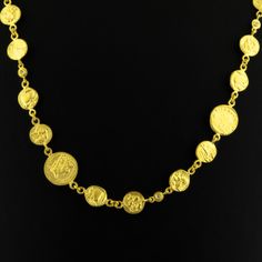 24K 995 Pure Gold Byzantine Coins Necklace for Women    Get mesmerized by the glitter of 24 Karat pure gold jewelry.    This item has over 50 grams of pure 24 Karat 995 gold in it   - 1-GN-V00634 - in 50.260 Grams for USD $5380.99.  Made in India by Totaram Jewelers Online this product is in Gold - 24 Karat Gold & is an excellent gift for Adult - Women. Ships fully insured with secured guaranteed delivery for free with your order over $250 from New Jersey USA & comes with 30 days exchange policy 22k Yellow Gold Medallion Jewelry, Spiritual Gold Necklace In 22k, Spiritual 22k Gold Necklace, Gold 22k Round Pendant Necklace, Gold Necklace With 22k Round Pendant, Gold Plated Necklaces For Anniversary And Festivals, Byzantine Pendant Necklace For Formal Occasions, Formal Byzantine Pendant Necklaces, Formal Byzantine Pendant Necklace