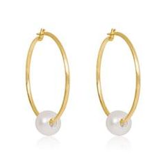 Tiny Gold Hoop Earrings, Stone And Strand, Earrings Stone, Pearl Hoop Earrings, Gold Hoop, Gold Hoop Earrings, Kitchen Ideas, Jewelry Collection, Pearl Earrings