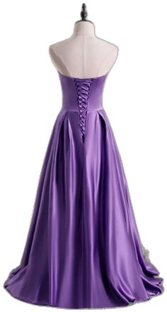 Purple Strapless Evening Dress For Bridesmaid, Strapless Purple Bridesmaid Evening Dress, Purple Strapless Dress For Prom, Purple Strapless Dress For Prom Season, Satin Corset Dress For Prom Season Banquet, Satin Corset Dress For Banquet During Prom Season, Satin Corset Back Dress For Banquet, Strapless Satin Dress With Corset Back For Prom, Satin Strapless Dress With Corset Back For Prom